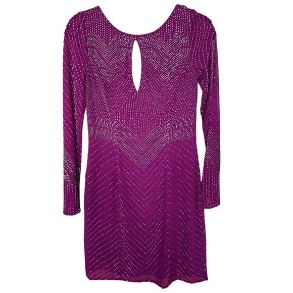 NWOT Aidan Mattox Magenta Beaded Keyhole Cutout Dress Size 2 - Picture 1 of 6